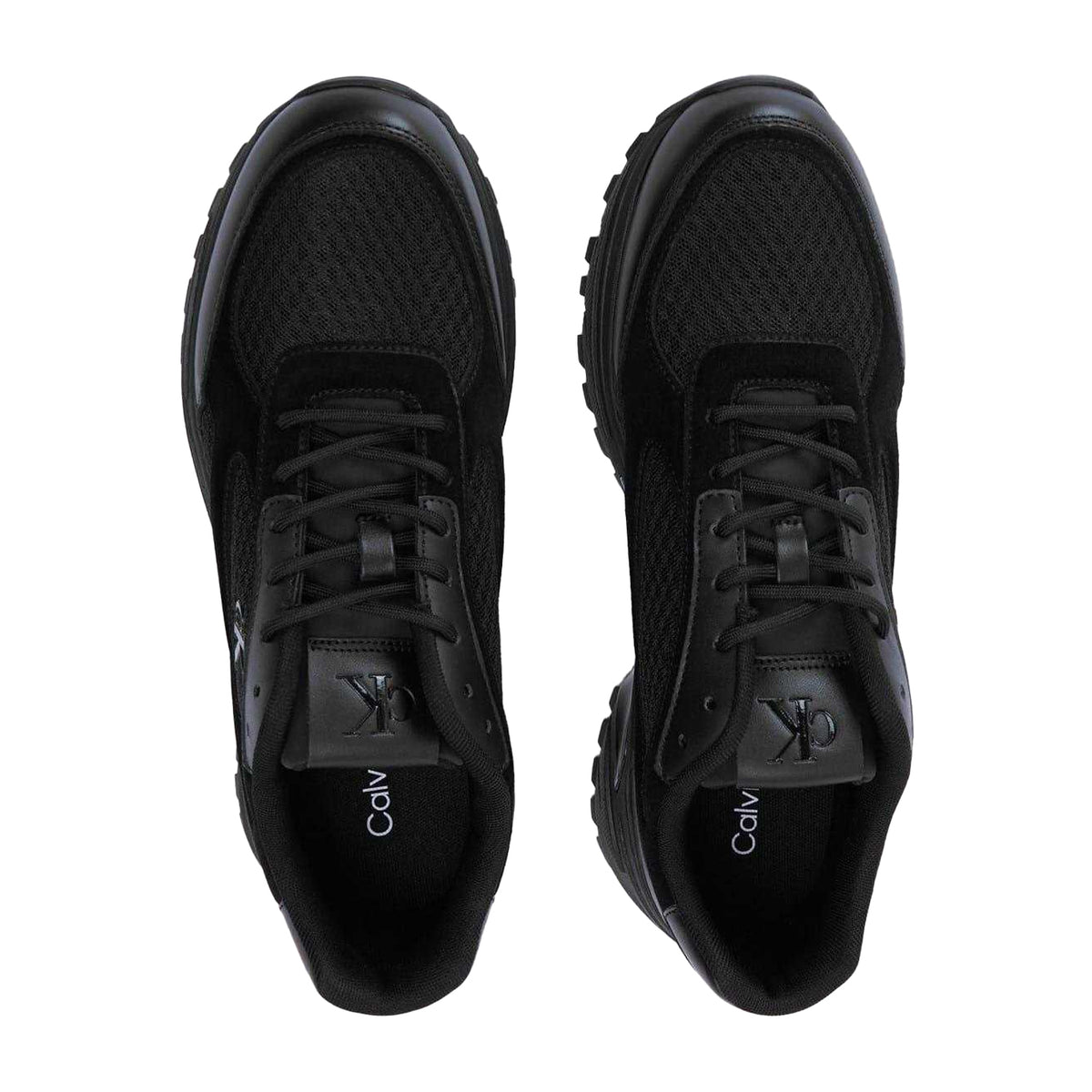 Triple Black - Side - Calvin Klein Mens Hike Runner Leather Trainers