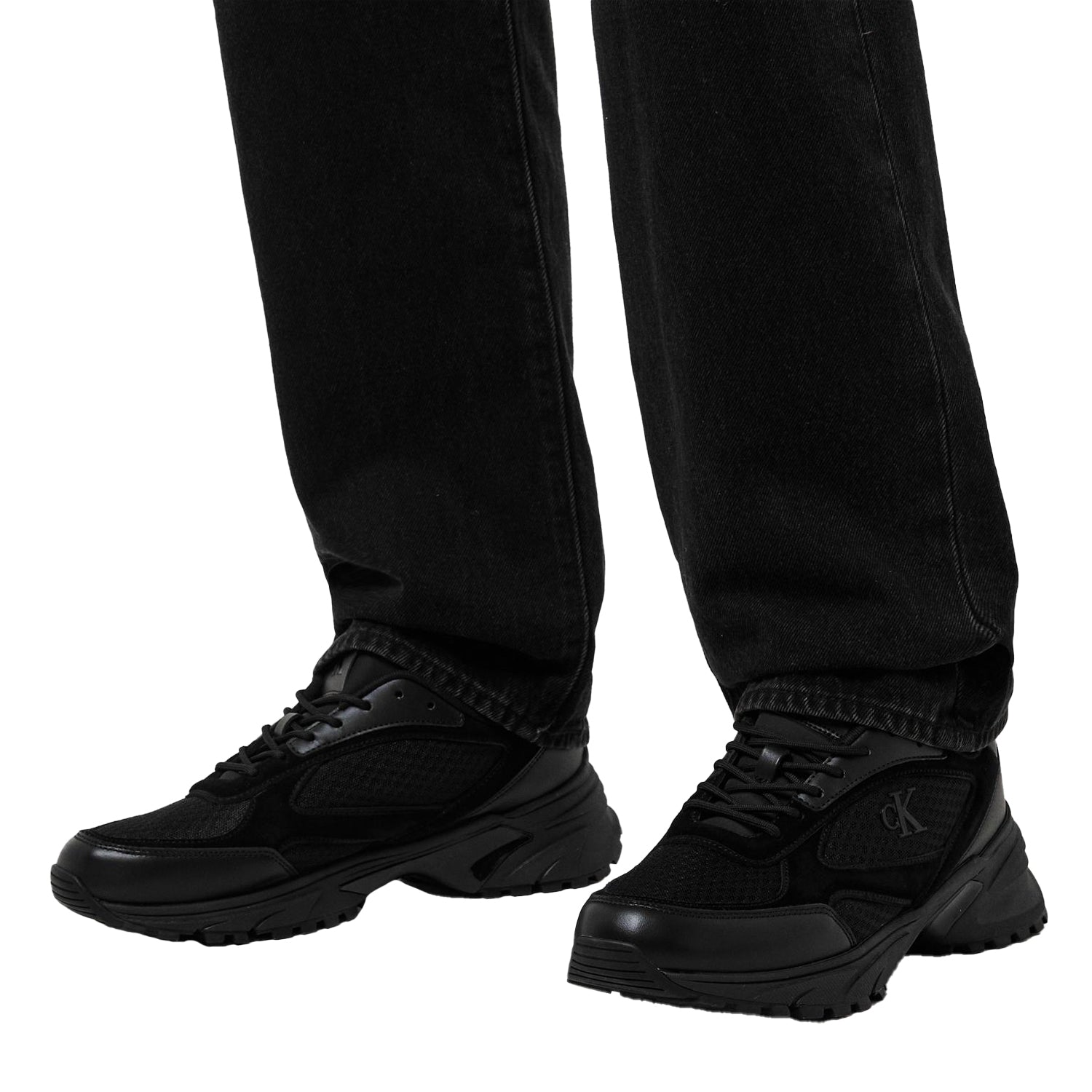 Triple Black - Pack Shot - Calvin Klein Mens Hike Runner Leather Trainers
