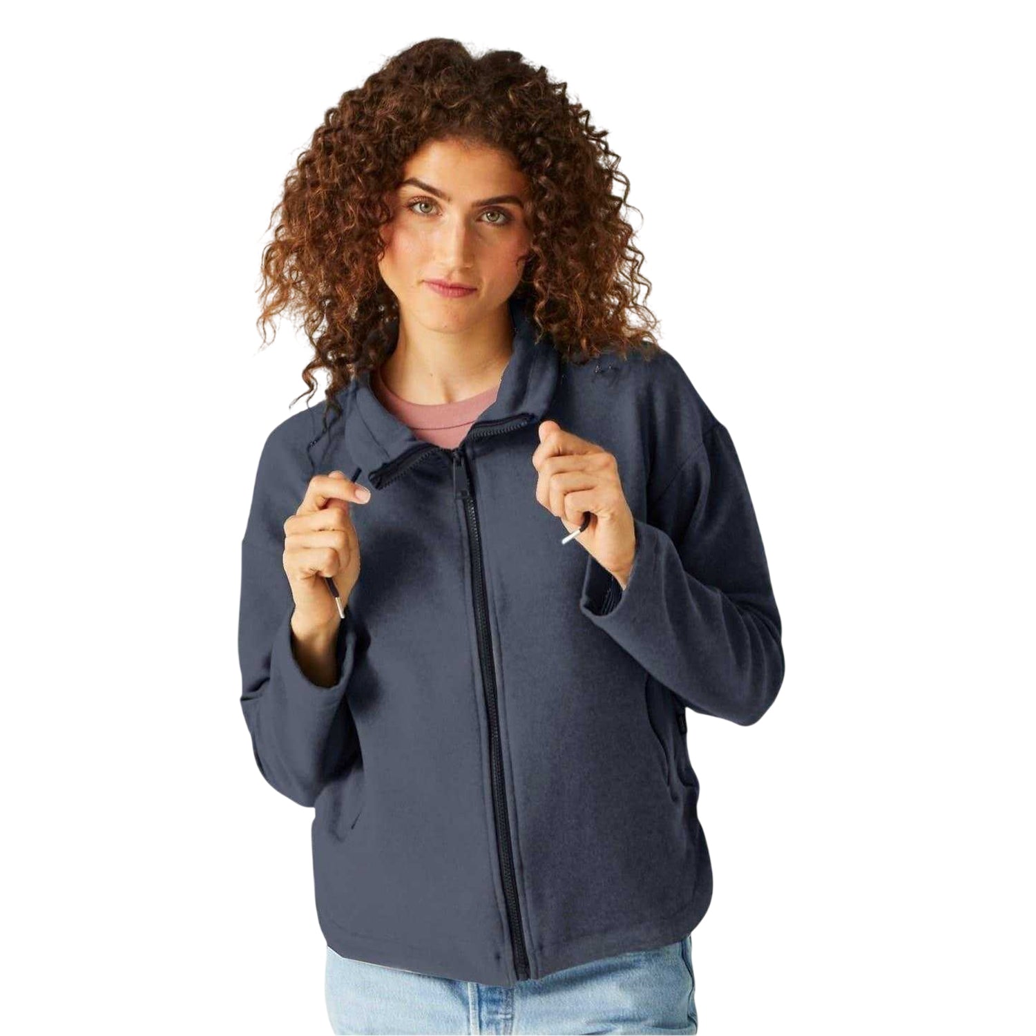 Navy - Side - Regatta Womens-Ladies Ashlynn Full Zip Relaxed Fit Sweatshirt