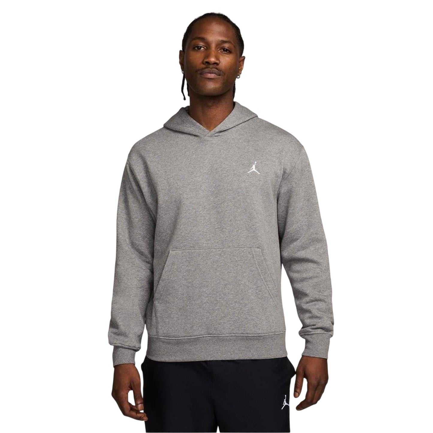Carbon-White - Front - Nike Mens Air Jordan Essential Fleece Pullover Hoodie