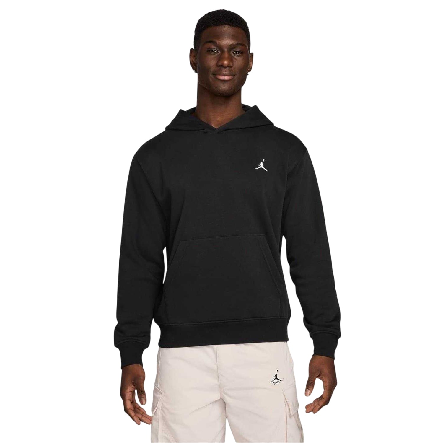 Black-White - Front - Nike Mens Air Jordan Essential Fleece Pullover Hoodie