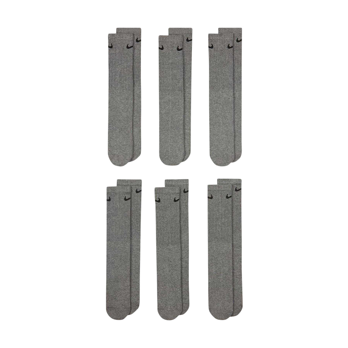 Grey - Front - Nike Unisex Adult Crew Socks (Pack of 6)