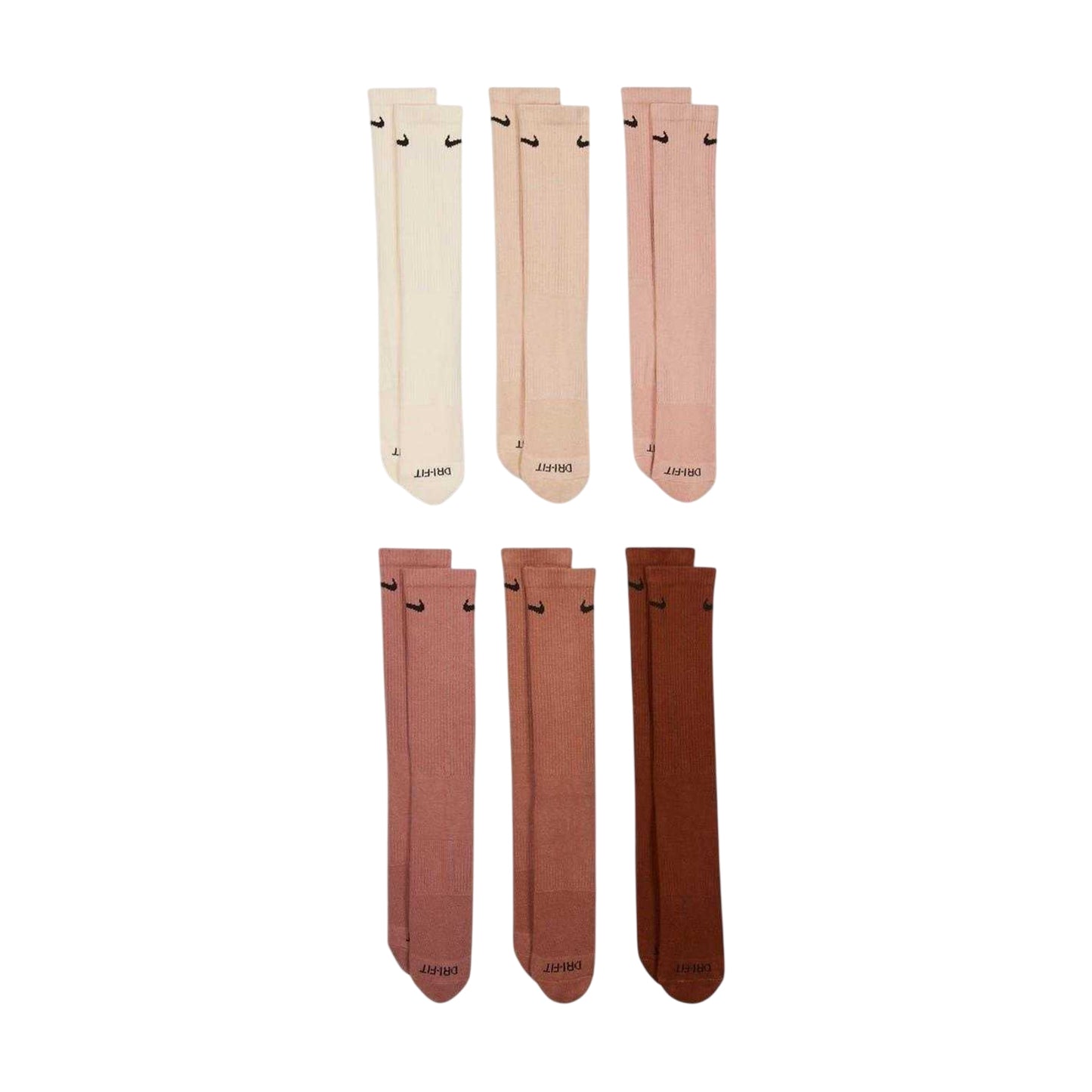Total Natural Beige - Front - Nike Unisex Adult Crew Socks (Pack of 6)