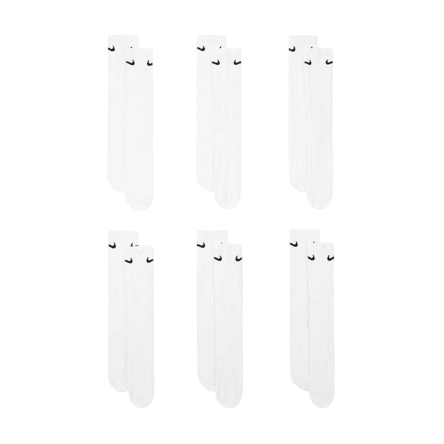 White-Black - Front - Nike Unisex Adult Crew Socks (Pack of 6)