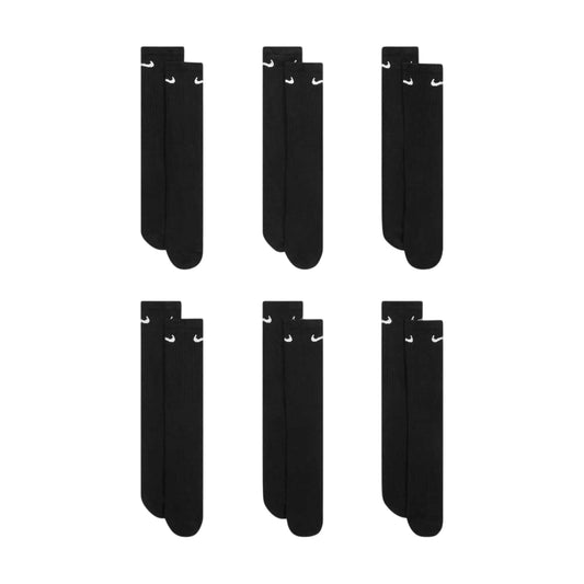 Black-White - Front - Nike Unisex Adult Crew Socks (Pack of 6)