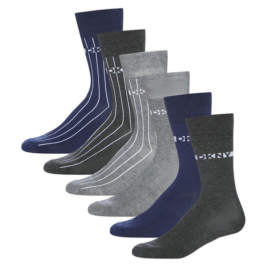Grey-Navy-Charcoal - Front - DKNY Mens Breathable Ankle Socks (Pack of 6)