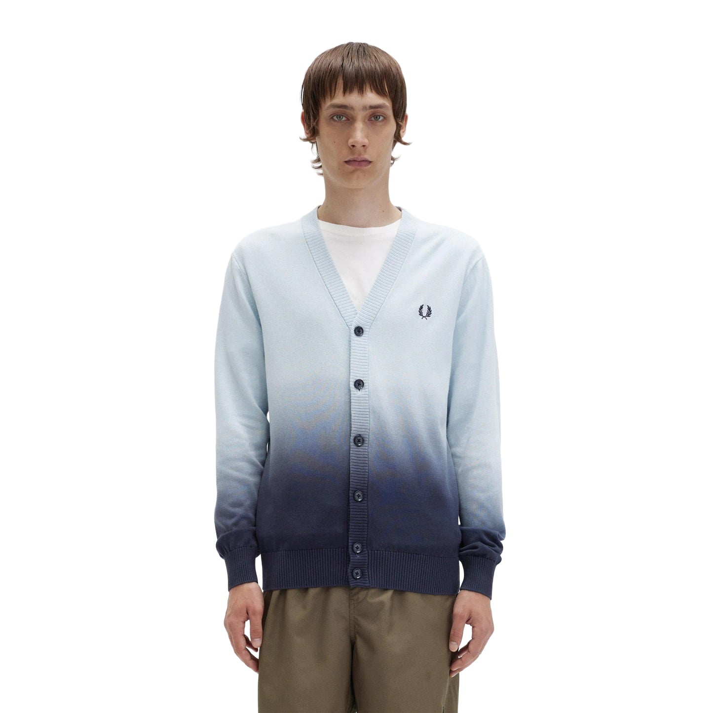 Light Blue - Side - Fred Perry Mens Ombre Cardigan