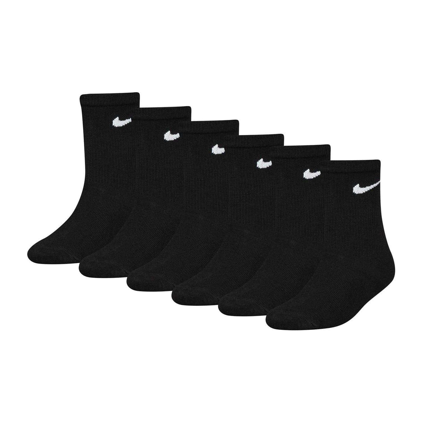 Black - Front - Nike Childrens-Kids Logo Crew Socks (Pack of 6)