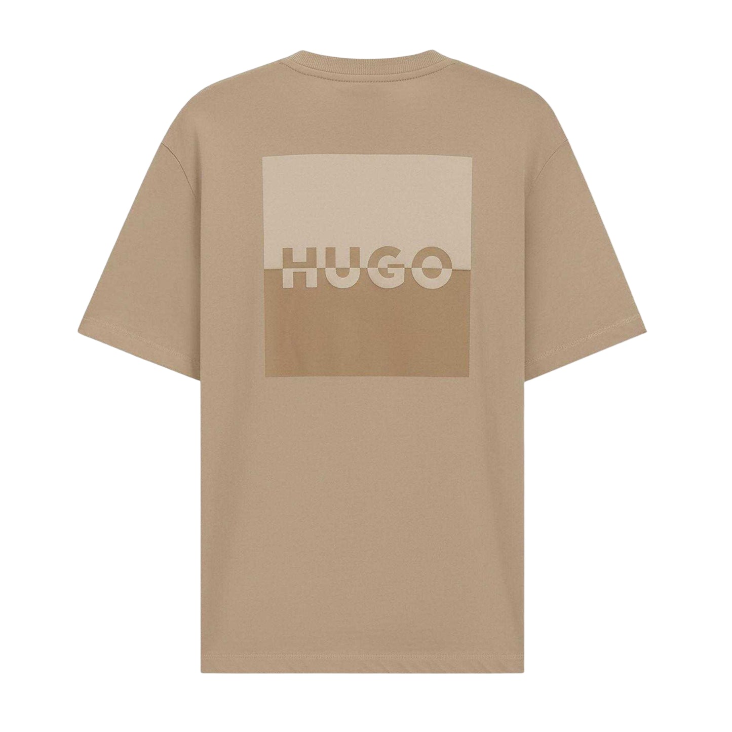 Beige - Back - Hugo Boss Mens Dusplito Split Logo T-Shirt