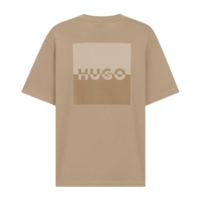 Beige - Back - Hugo Boss Mens Dusplito Split Logo T-Shirt