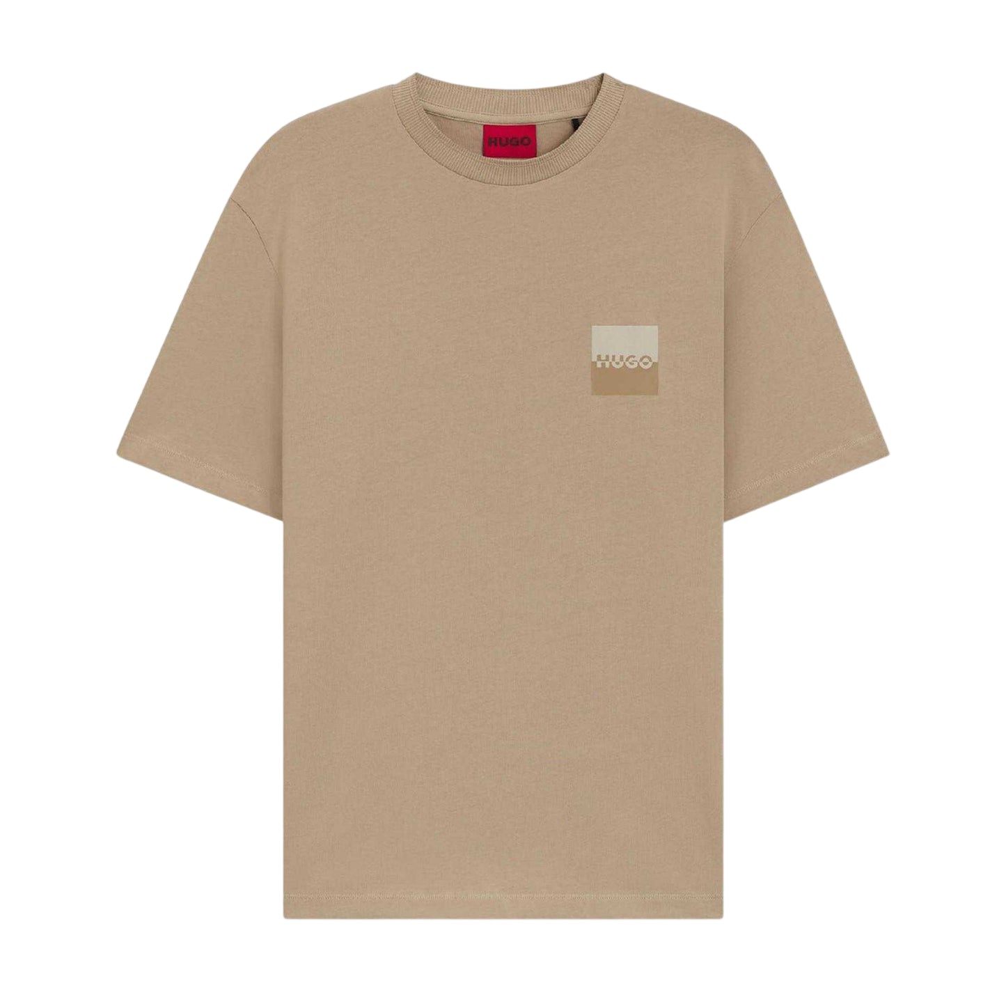 Beige - Front - Hugo Boss Mens Dusplito Split Logo T-Shirt