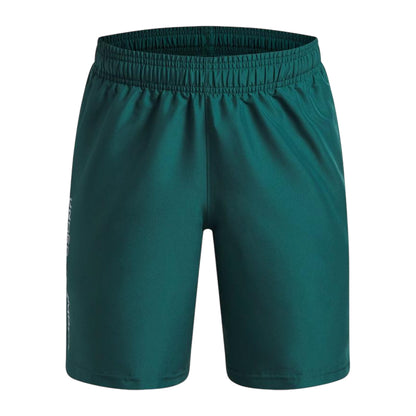 Green-White - Front - Under Armour Boys Tech Woven Wordmark Shorts