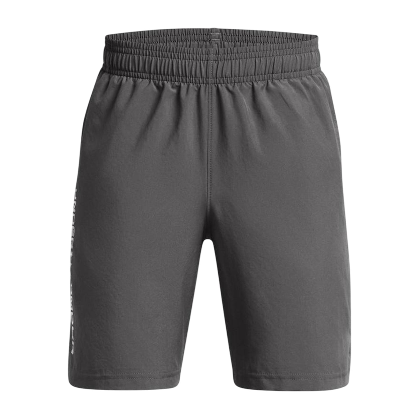Grey - Front - Under Armour Boys Tech Woven Wordmark Shorts