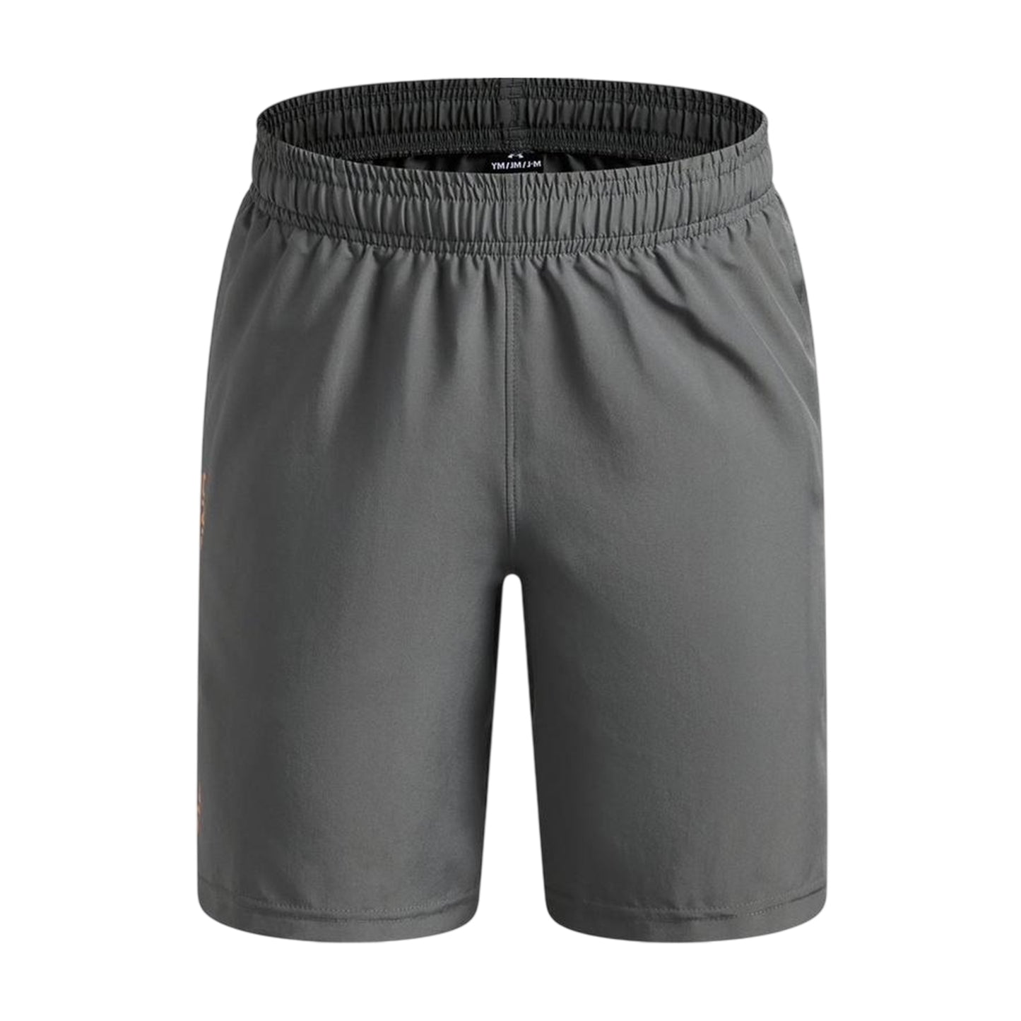 Grey-Orange - Front - Under Armour Boys Tech Woven Wordmark Shorts