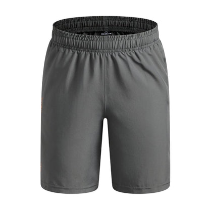 Grey-Orange - Front - Under Armour Boys Tech Woven Wordmark Shorts