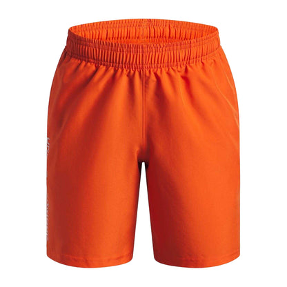 Orange - Front - Under Armour Boys Tech Woven Wordmark Shorts