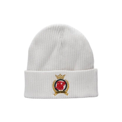 White - Front - SikSilk Crest Cotton Knitted Beanie