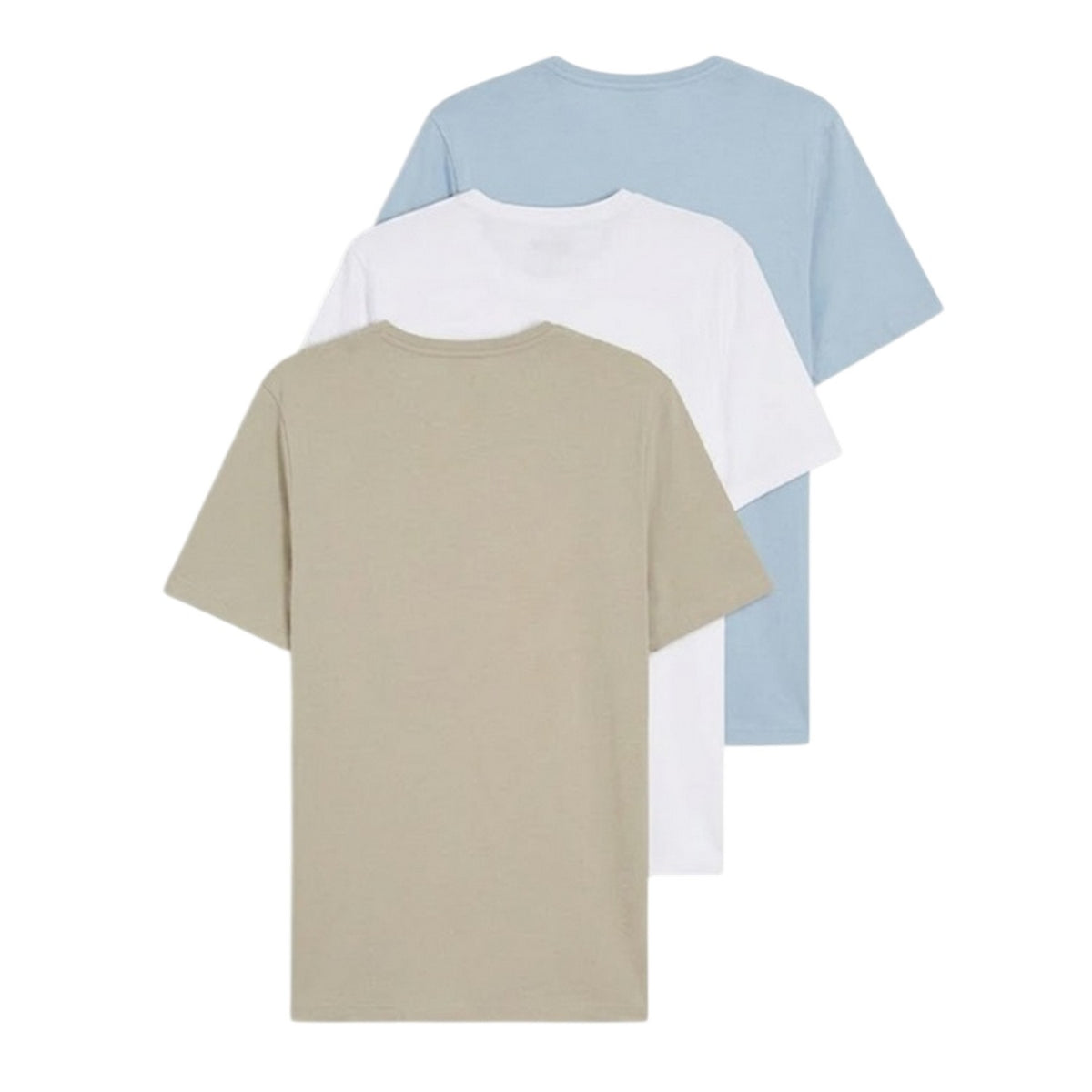 White-Blue-Brown - Back - Boss Mens Embroidered Logo T-Shirt (Pack of 3)