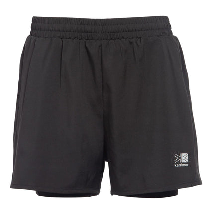 Black - Front - Karrimor Womens-Ladies 2 in 1 Running Shorts