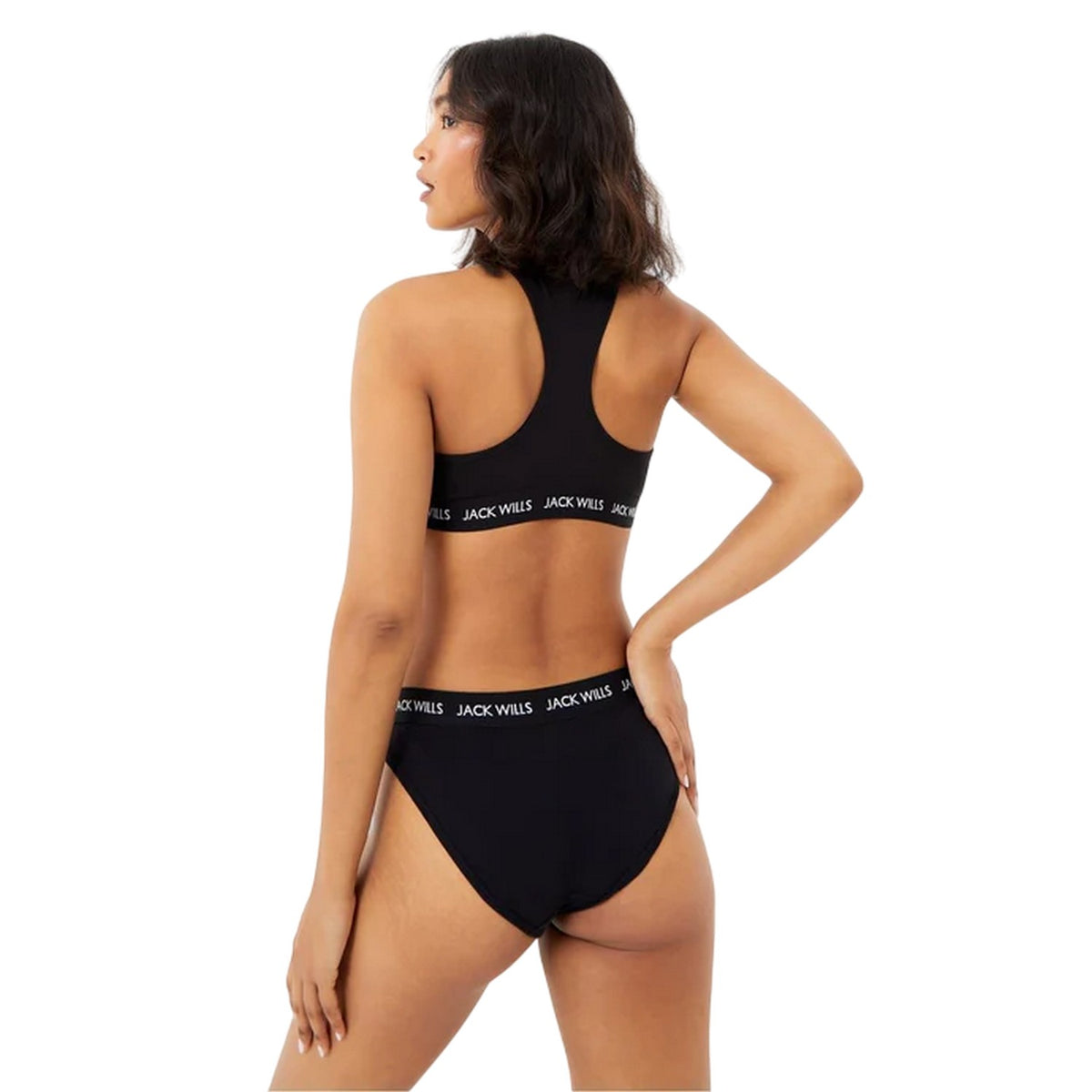 Black - Back - Jack Wills Womens-Ladies Dibsdall Cotton Jersey Bralette (Pack of 2)
