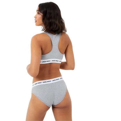 Grey Marl - Back - Jack Wills Womens-Ladies Dibsdall Cotton Jersey Bralette (Pack of 2)