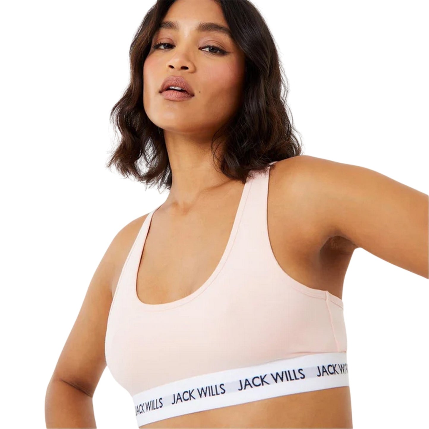 Pink-Navy - Front - Jack Wills Womens-Ladies Dibsdall Cotton Jersey Bralette (Pack of 2)