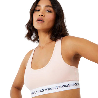 Pink-Navy - Front - Jack Wills Womens-Ladies Dibsdall Cotton Jersey Bralette (Pack of 2)