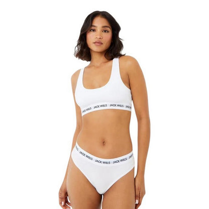 White - Front - Jack Wills Womens-Ladies Dibsdall Cotton Jersey Bralette (Pack of 2)