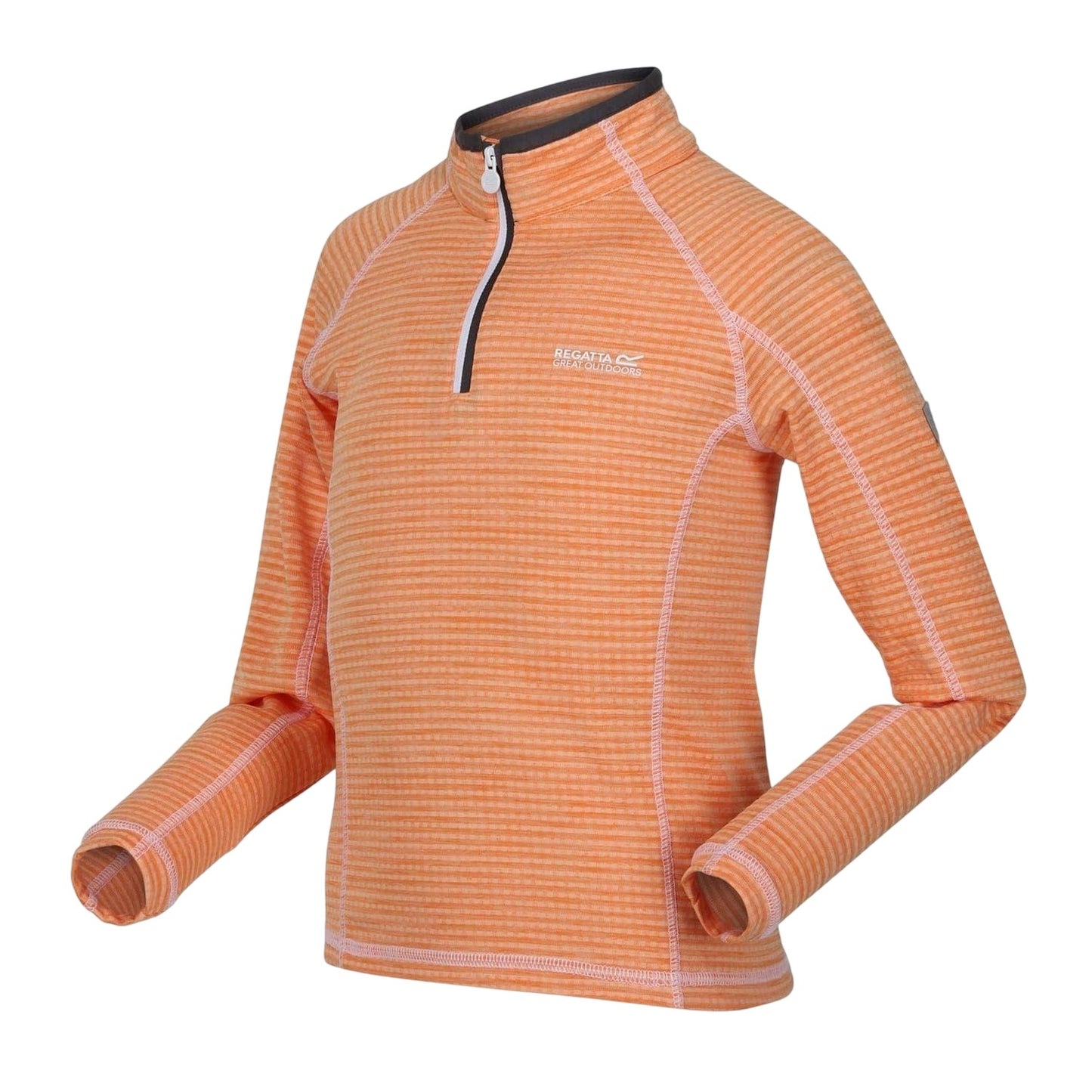 Apricot Orange - Side - Regatta Childrens-Kids Horizontal Stripe Funnel Neck Regular Raglan Sweatshirt