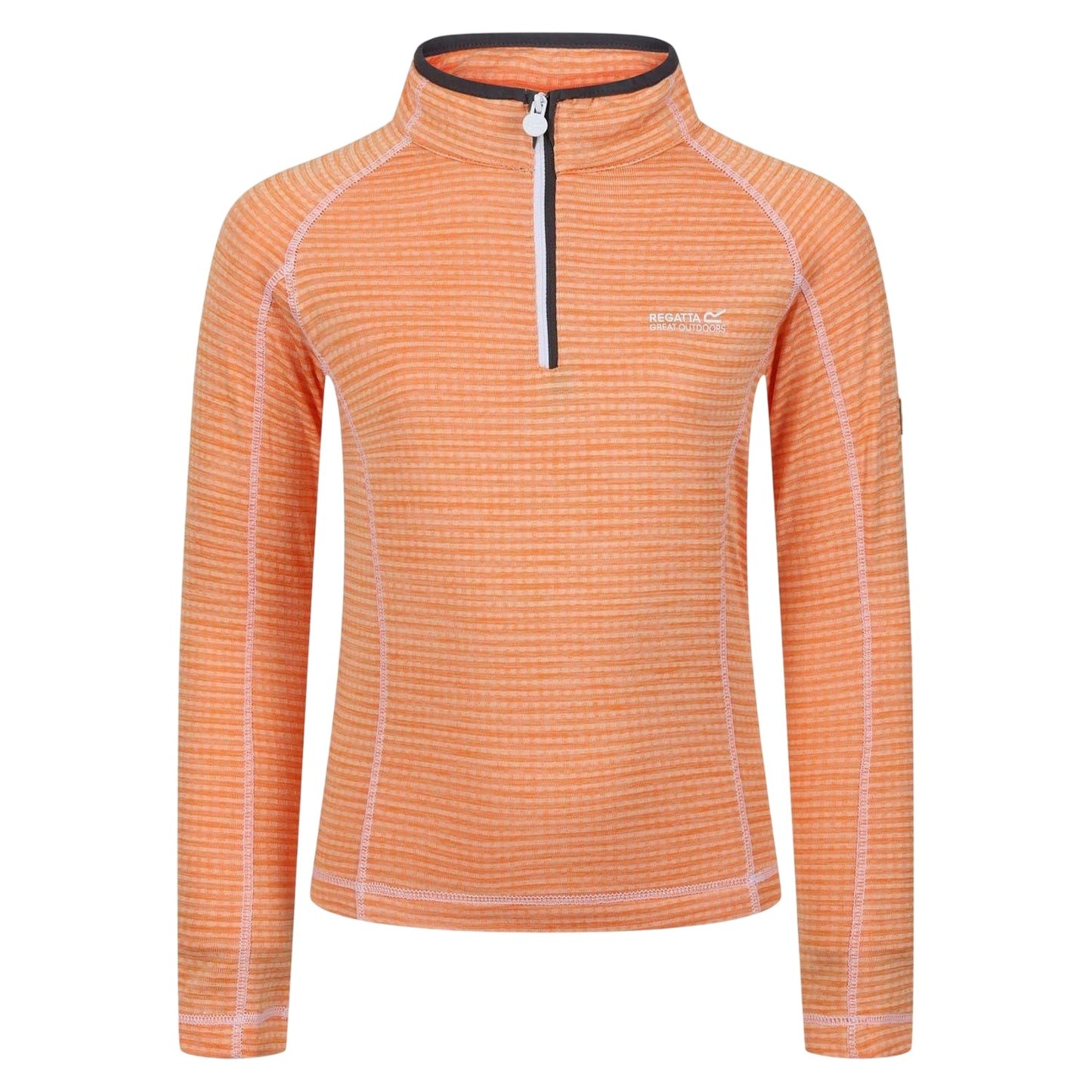 Apricot Orange - Front - Regatta Childrens-Kids Horizontal Stripe Funnel Neck Regular Raglan Sweatshirt