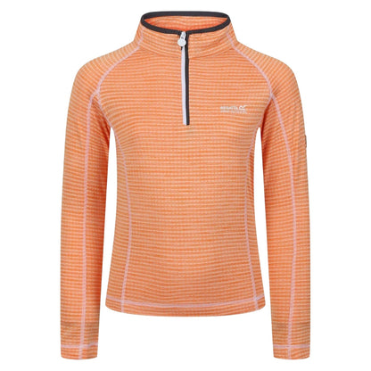 Apricot Orange - Front - Regatta Childrens-Kids Horizontal Stripe Funnel Neck Regular Raglan Sweatshirt