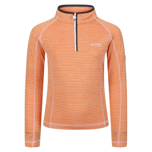 Apricot Orange - Front - Regatta Childrens-Kids Horizontal Stripe Funnel Neck Regular Raglan Sweatshirt
