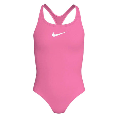 Pink Glow - Front - Nike Girls Essential Racerback One Piece Swimsuit