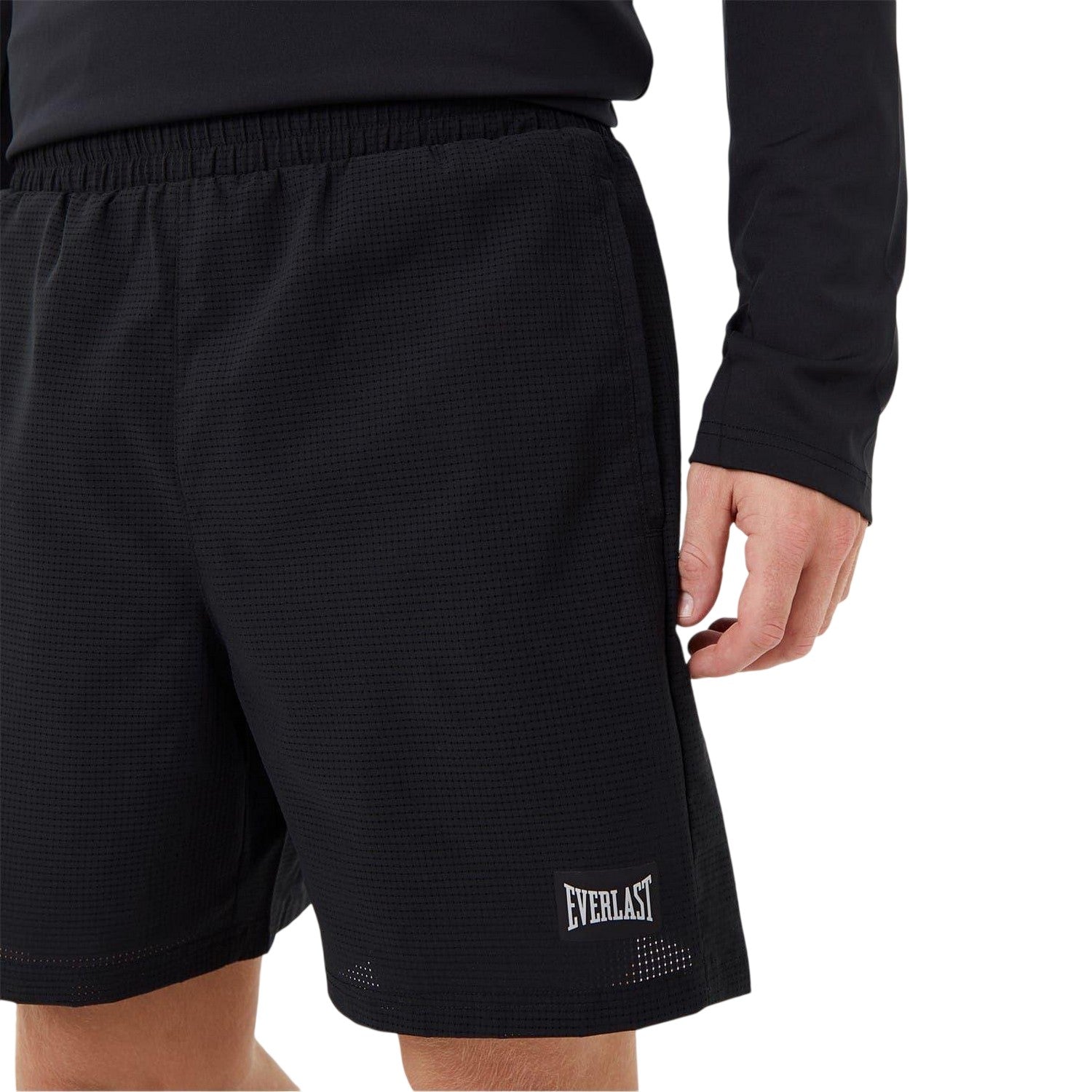 Black - Side - Everlast Mens Logo 2 in 1 Shorts