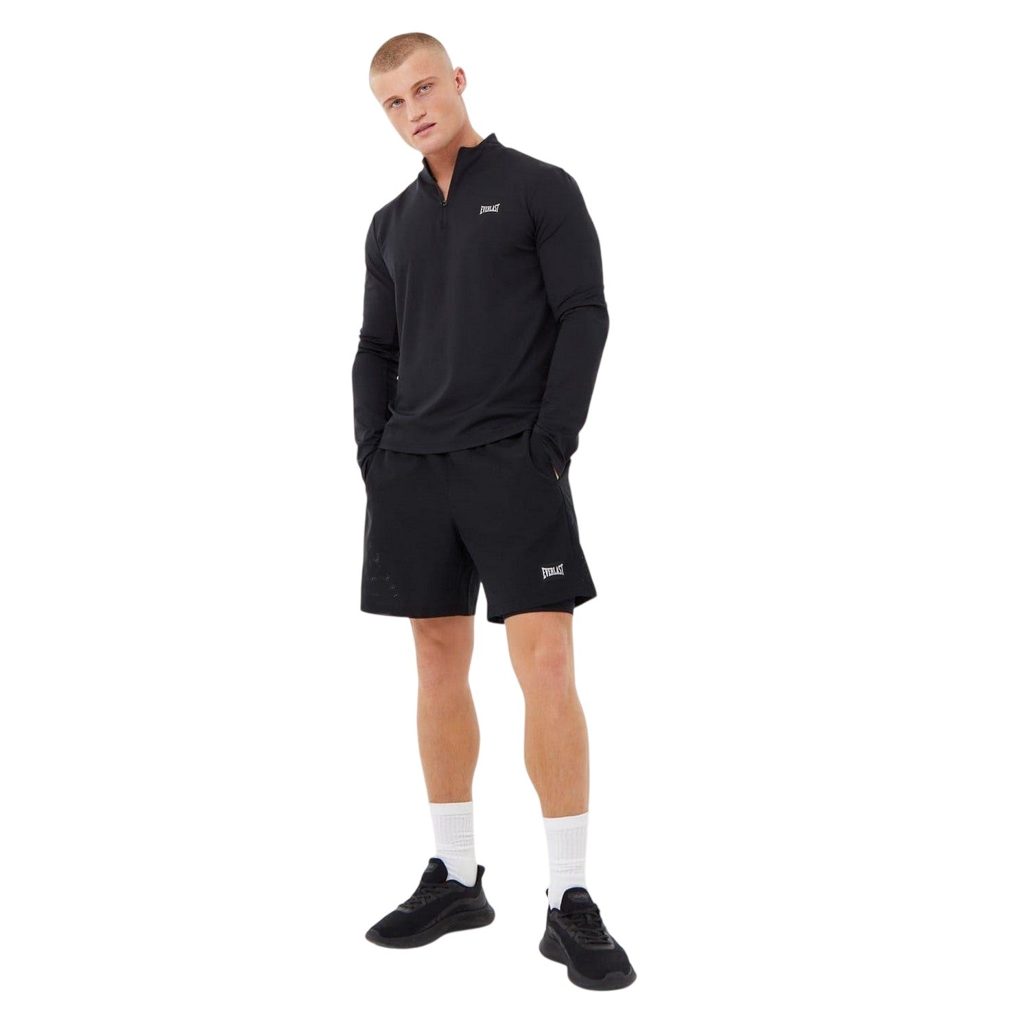 Black - Lifestyle - Everlast Mens Logo 2 in 1 Shorts