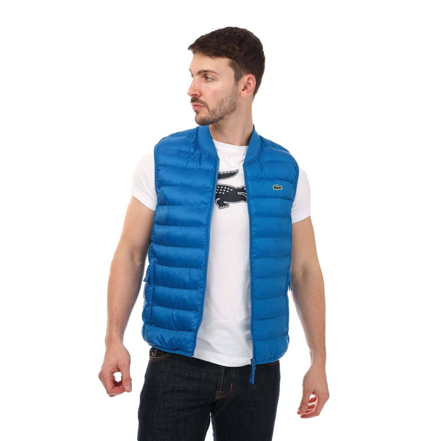 Blue - Side - Lacoste Mens Padded Water Repellent Puffer Gilet