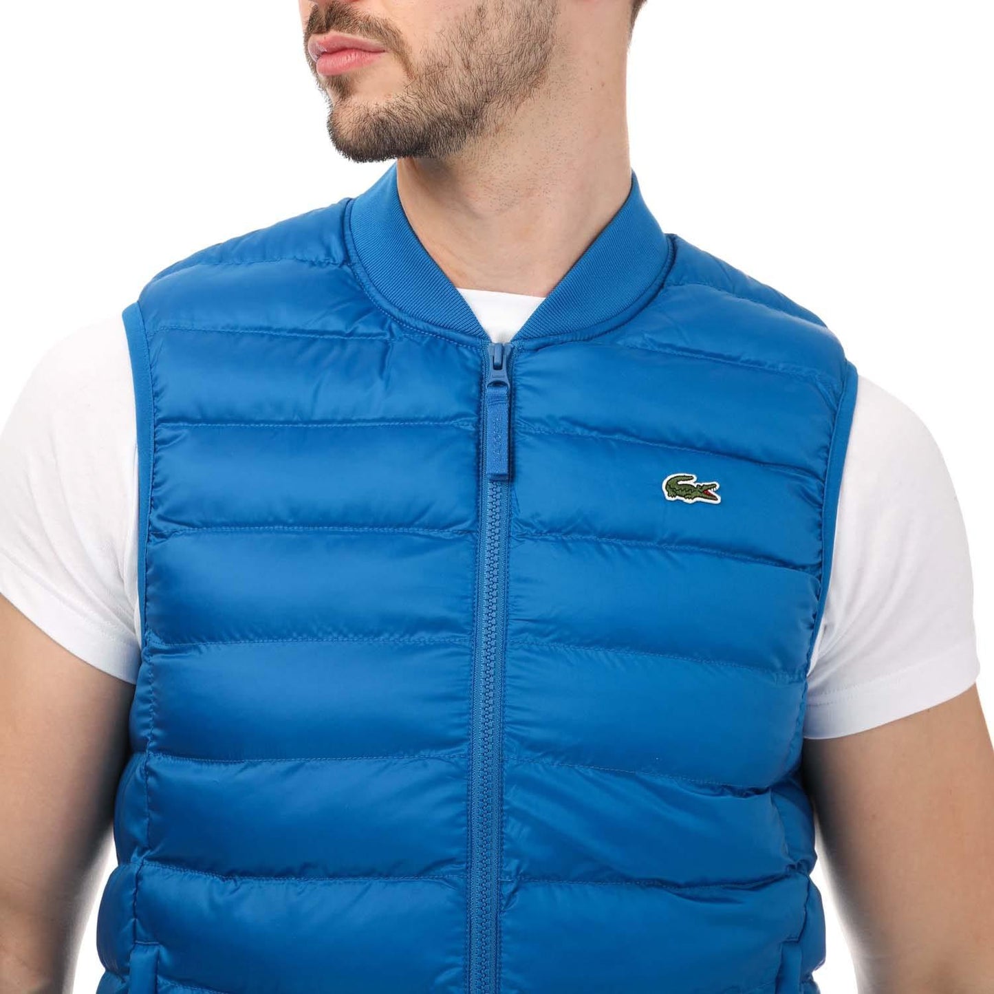 Blue - Pack Shot - Lacoste Mens Padded Water Repellent Puffer Gilet