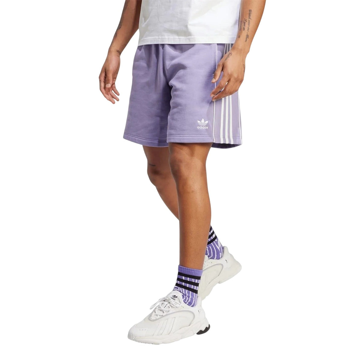 Lavender - Side - Adidas Mens Essential 3 Stripes Athletic Shorts