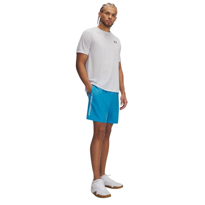 Ethereal Blue - Side - Under Armour Mens Wordmarks Woven Tech Shorts