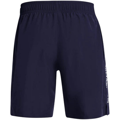 Academy Blue-White - Back - Under Armour Mens Wordmarks Woven Tech Shorts