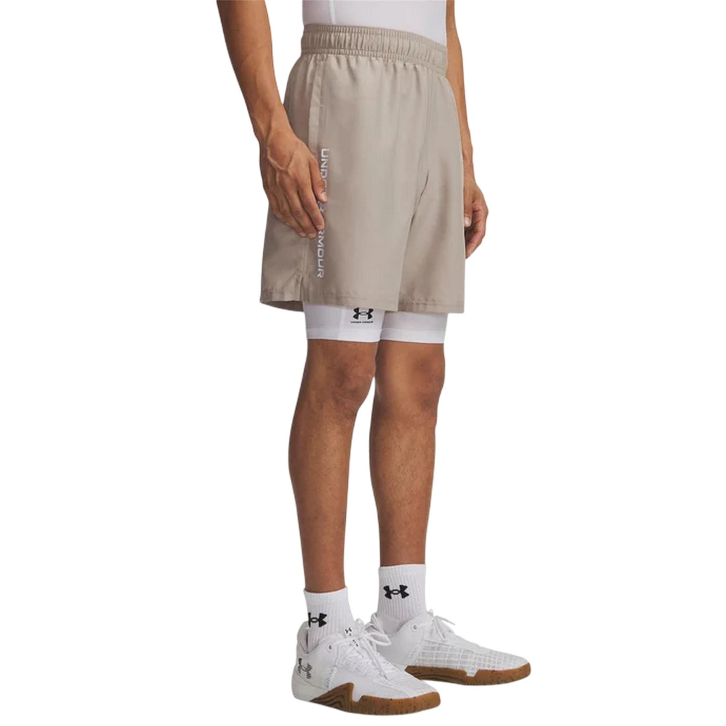 Timber Wolf - Front - Under Armour Mens Wordmarks Woven Tech Shorts