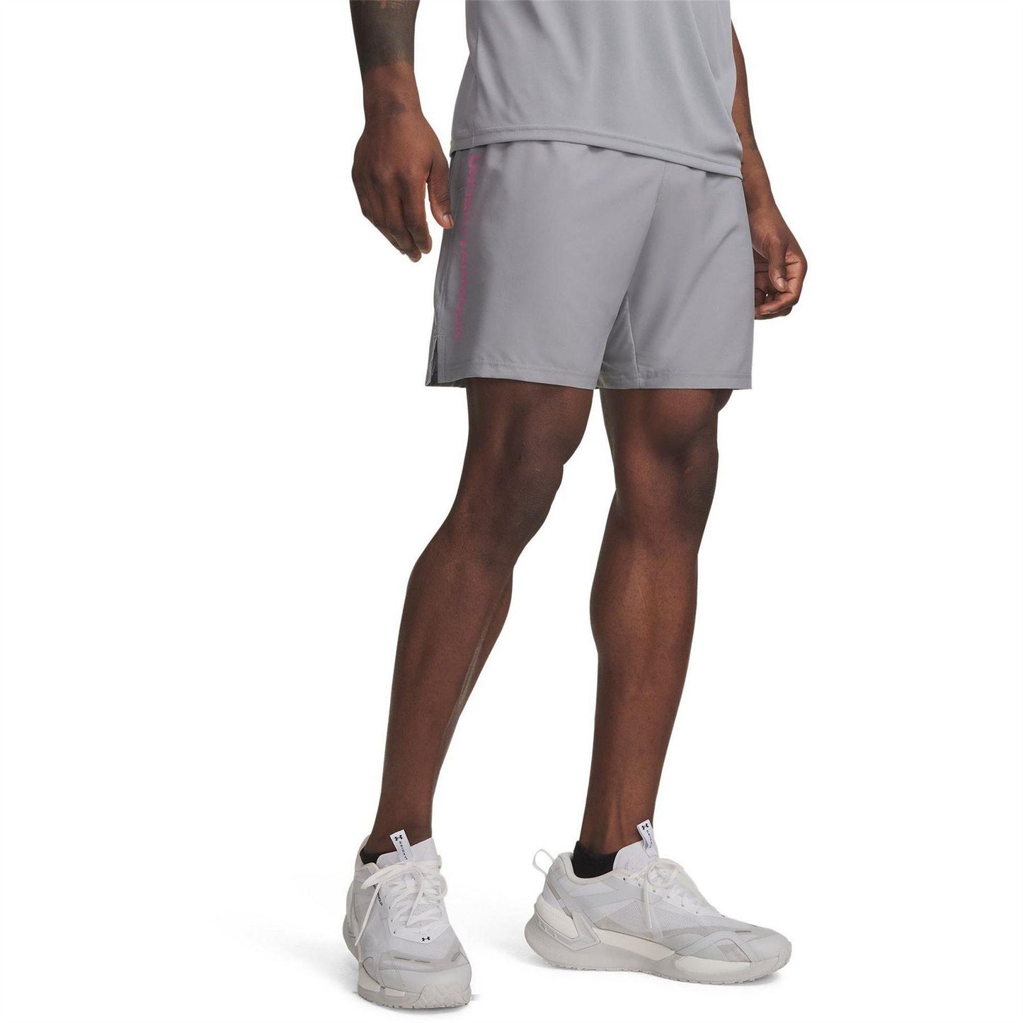 Steel-Pink - Front - Under Armour Mens Wordmarks Woven Tech Shorts