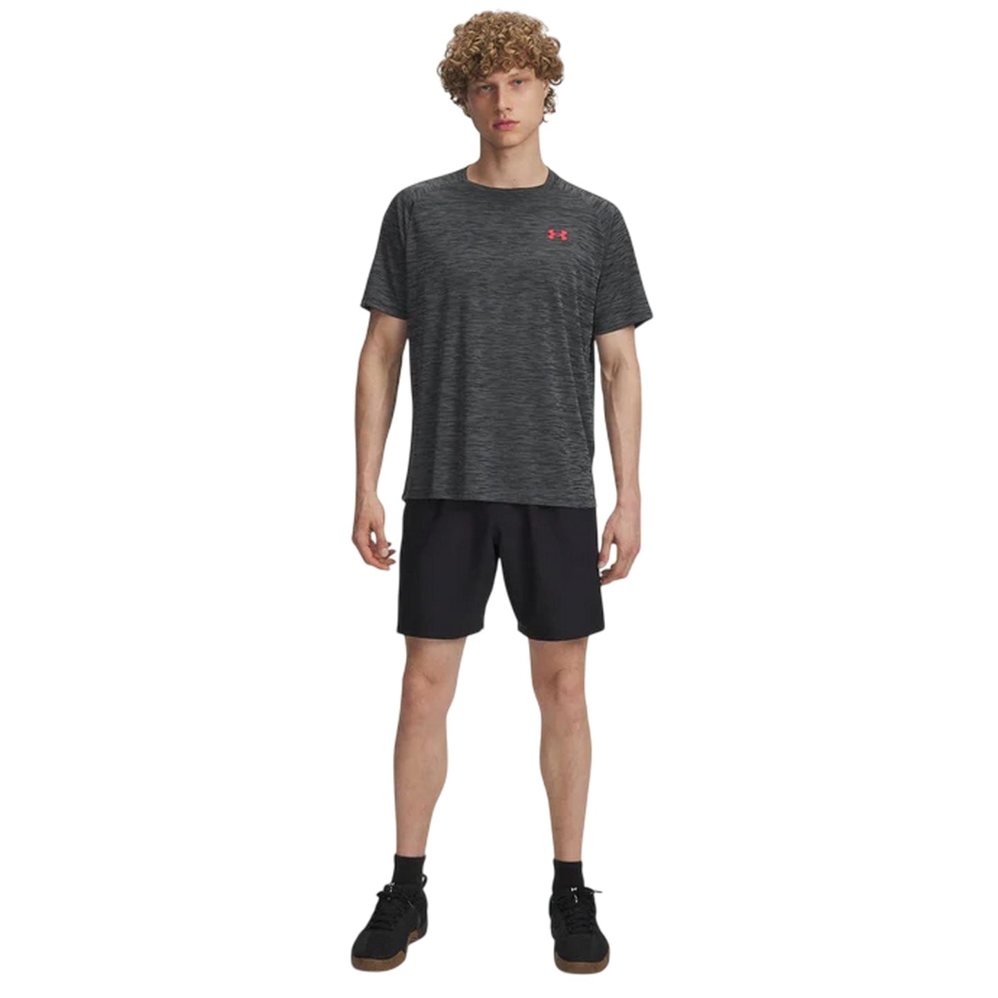 Black - Side - Under Armour Mens Wordmarks Woven Tech Shorts