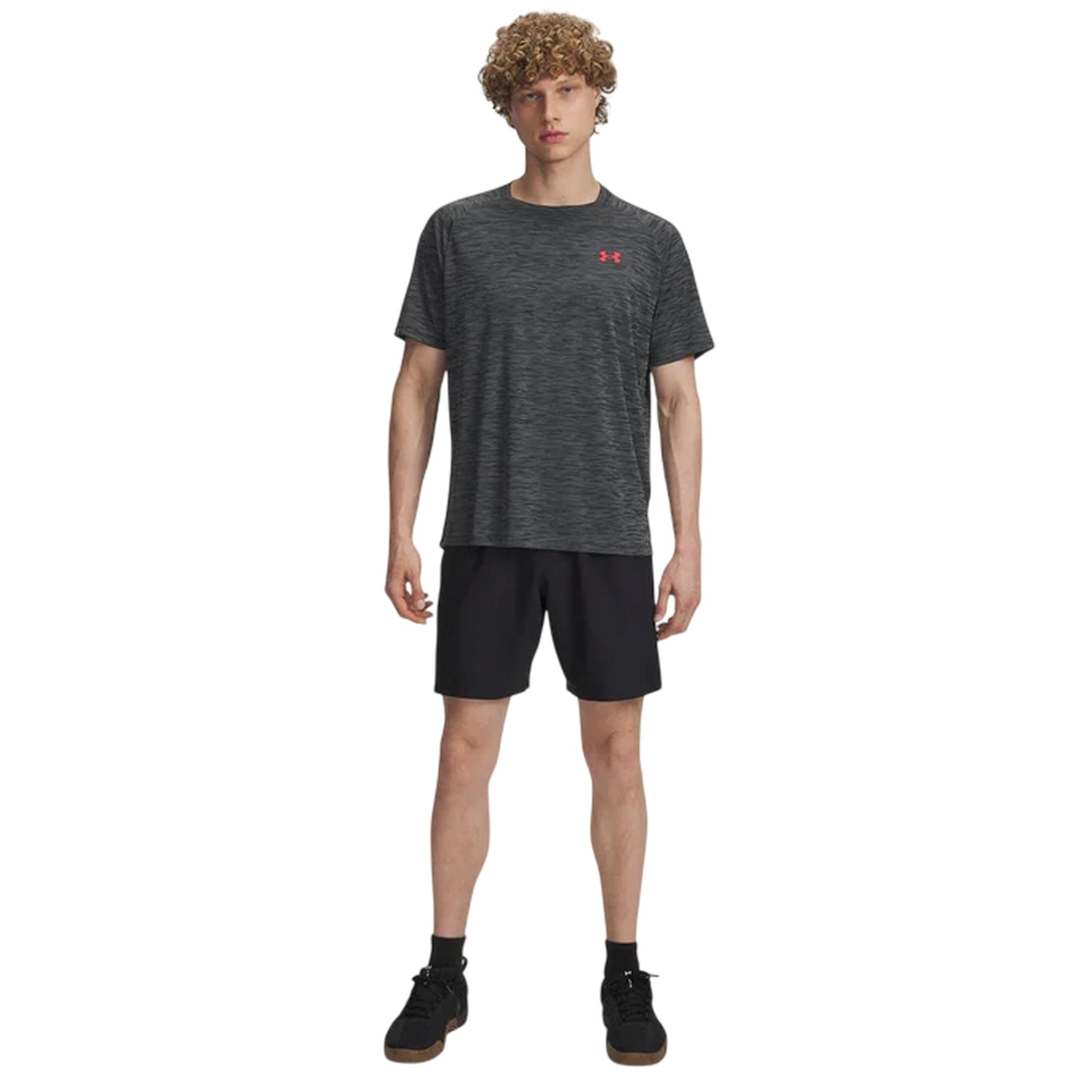 Black - Side - Under Armour Mens Wordmarks Woven Tech Shorts