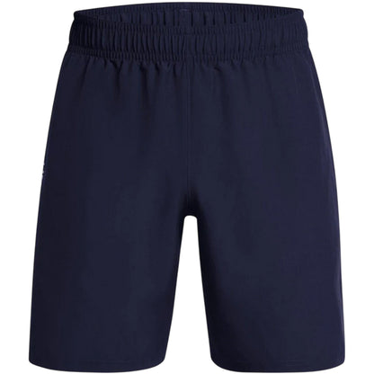 Academy Blue-White - Front - Under Armour Mens Wordmarks Woven Tech Shorts