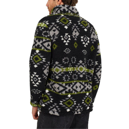 Green - Back - Brave Soul Mens Aztec Fleece Long-Sleeved Sweatshirt