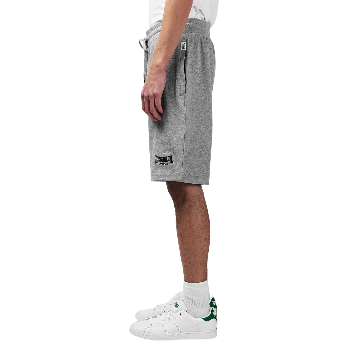 Light Heather Marl - Side - Lonsdale Mens Jersey Lounge Shorts