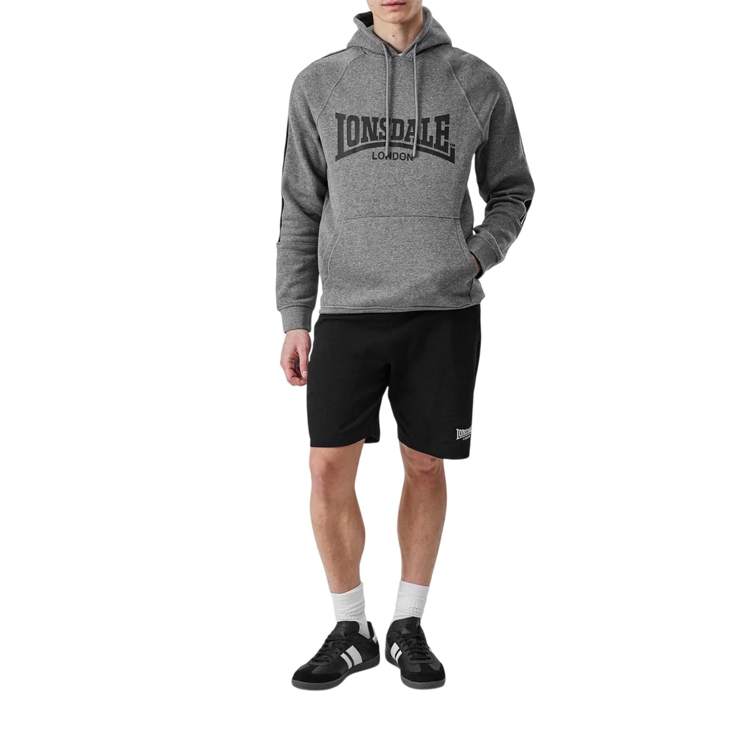 Black - Pack Shot - Lonsdale Mens Jersey Lounge Shorts