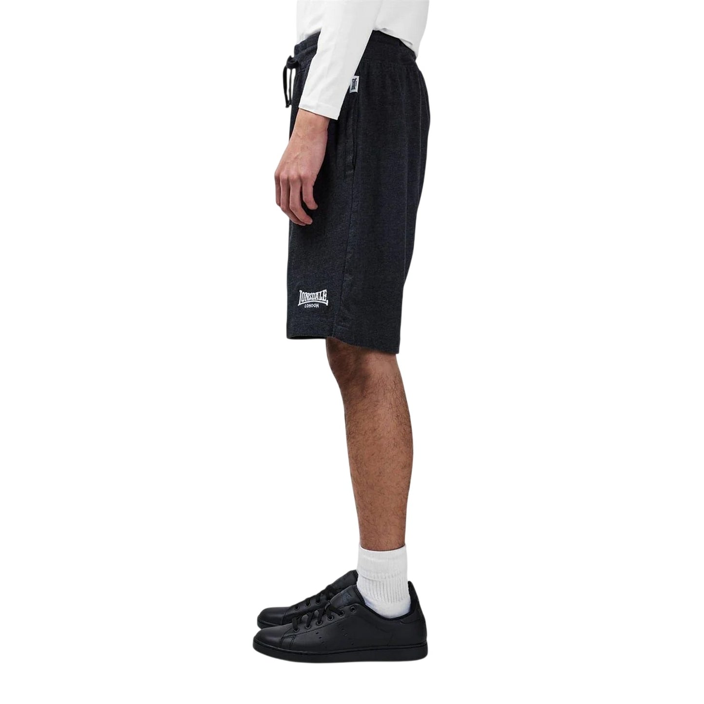 Charcoal Marl Marl - Side - Lonsdale Mens Jersey Lounge Shorts