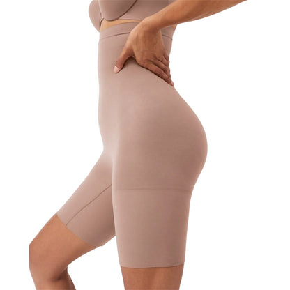 Beige - Side - Spanx Womens-Ladies Seamless Shaping Shapewear Shorts